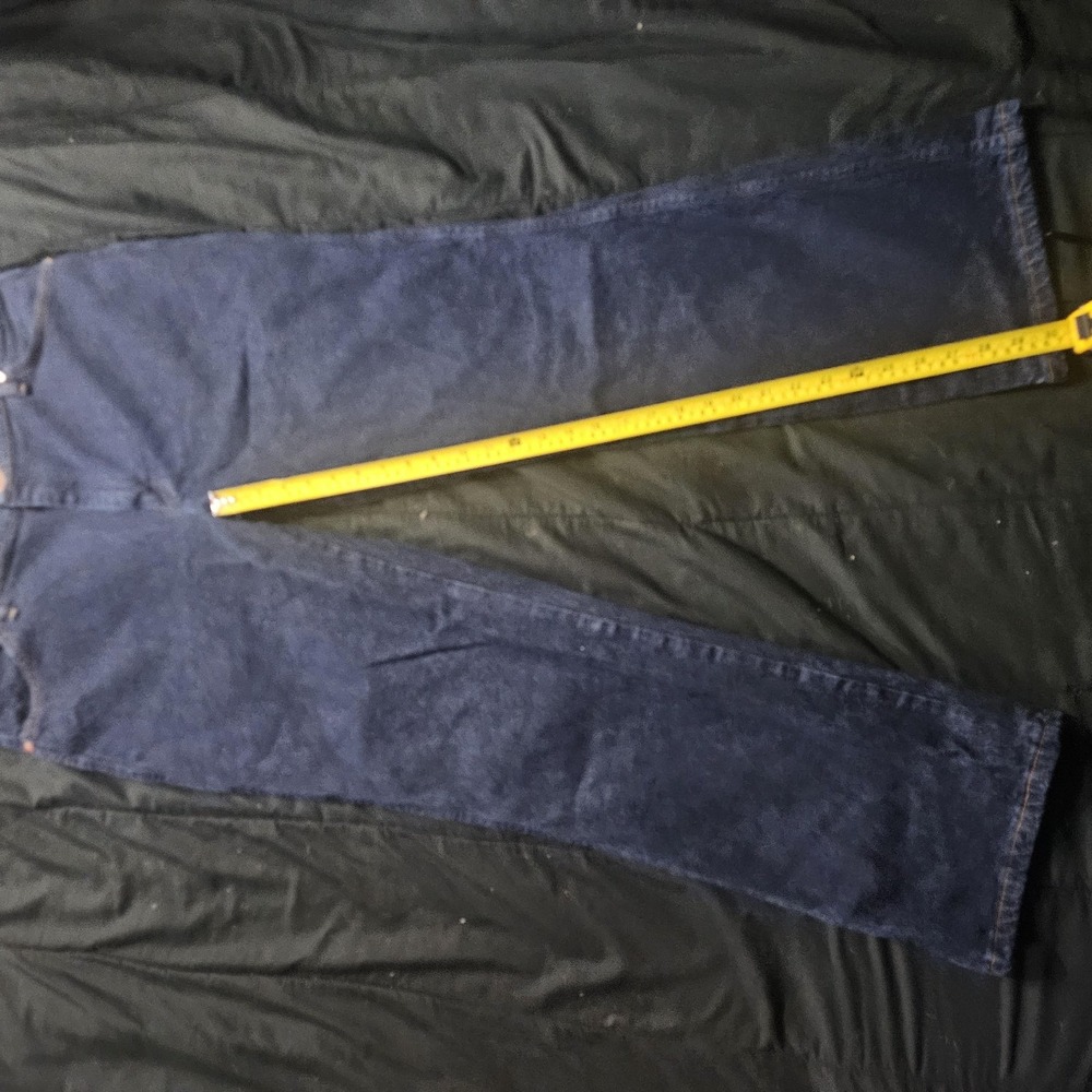 Wrangler Jeans Mens 40x30 Blue Denim Straight‎ Leg Western 94751R Leather Patch - Picture 3 of 8